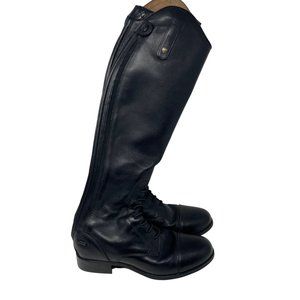 Ariat Womens Size 8 Black Tall Riding Boots Lace Up Zipper Back XS Calf